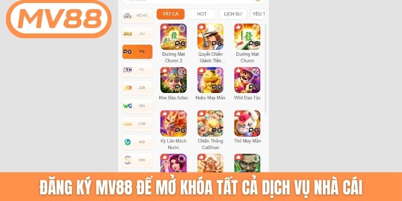 Đăng ký MV88 để mở khóa tất cả dịch vụ nhà cái