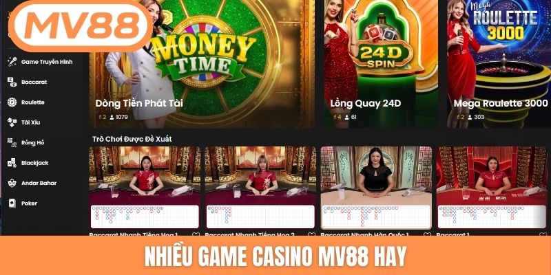 Nhiều game casino MV88 hay