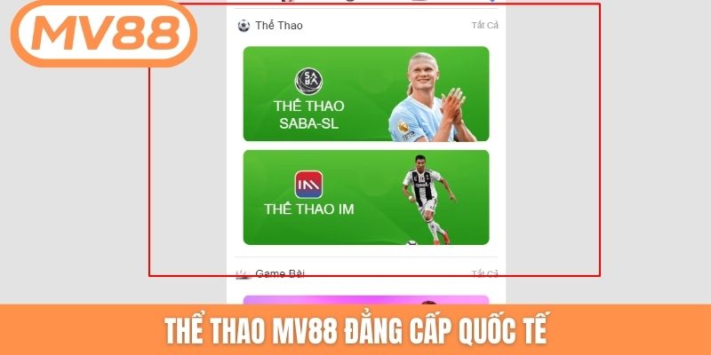 Thể thao MV88 đẳng cấp quốc tế